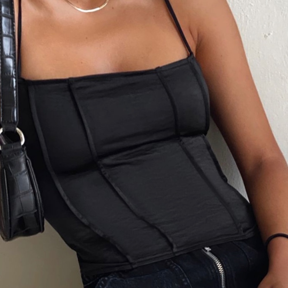 motel rocks silk lace up top